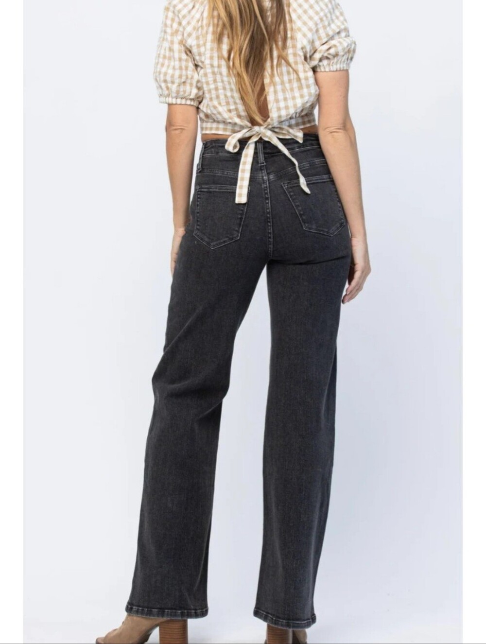 Judy Blue Nellie High Rise Button Fly Trouser Wide Leg Jeans Size 11 / 30 Black - Picture 3 of 14